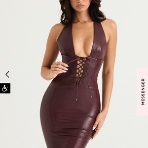 House Of CB Jaquetta Burgundy Leather Dress 🌹